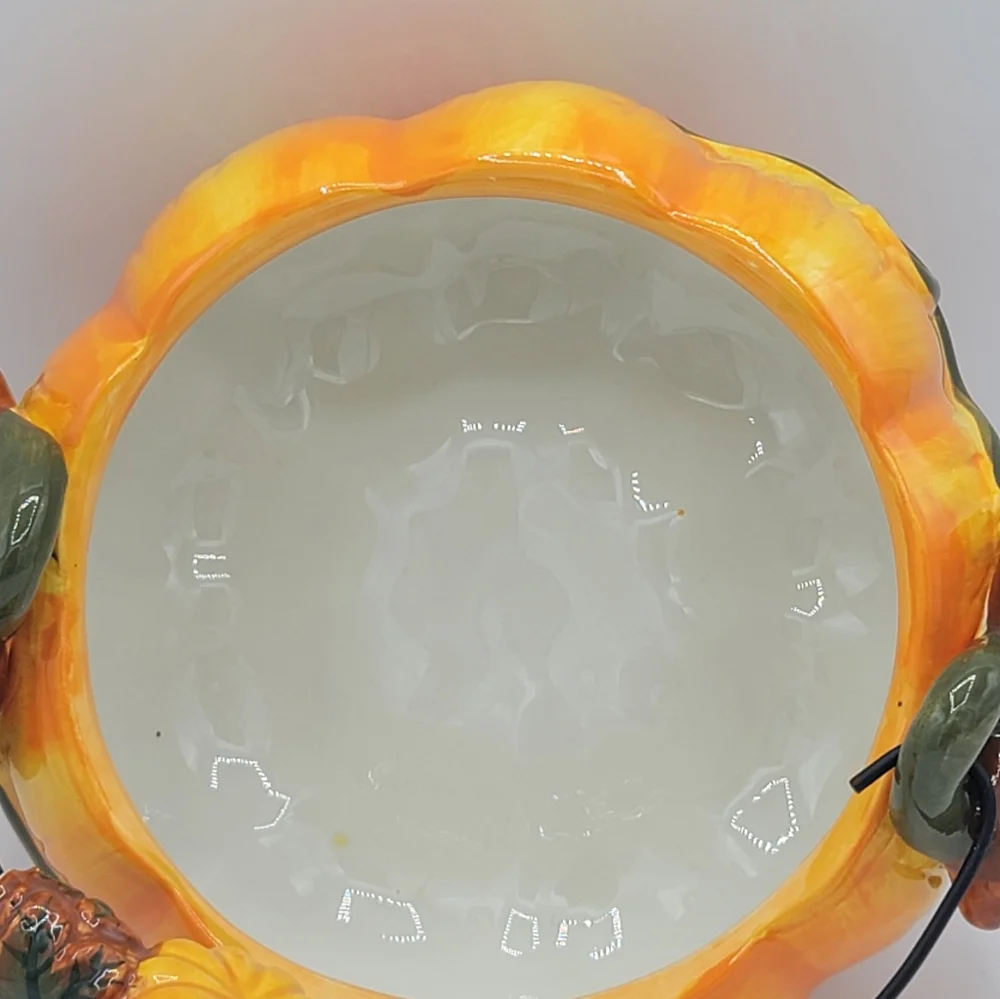 Ceramic Pumpkin Bowls Set of 2 Fall Harvest Halloween Candy Dish Centerpiece Dec